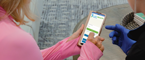 Patient using a mobile app