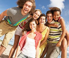 Young people at beach