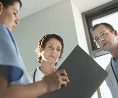 Care team going over information